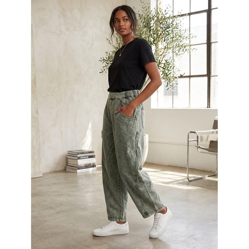 Free People We The Free Tapered Baggy Pants Dried Basil Green L NWT